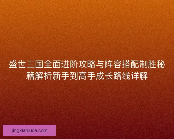 盛世三国全面进阶攻略与阵容搭配制胜秘籍解析新手到高手成长路线详解