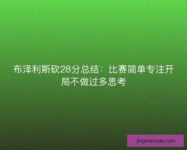 布泽利斯砍28分总结：比赛简单专注开局不做过多思考