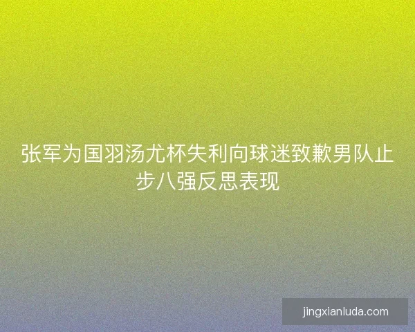 张军为国羽汤尤杯失利向球迷致歉男队止步八强反思表现