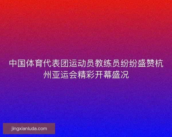 中国体育代表团运动员教练员纷纷盛赞杭州亚运会精彩开幕盛况