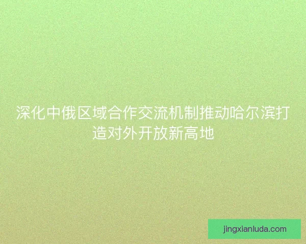 深化中俄区域合作交流机制推动哈尔滨打造对外开放新高地